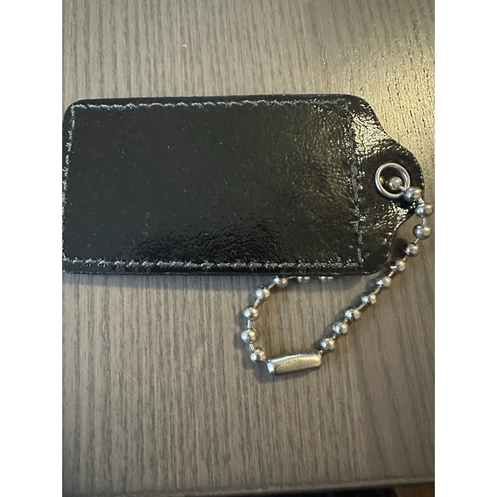 COACH Black Leather Silver Chain Replacement Purse Handbag Hang Tag Charm